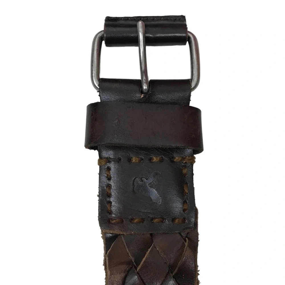 AMERICAN EAGLE Braided Leather Belt Stud Details Western Equestrian Rodeo S/M